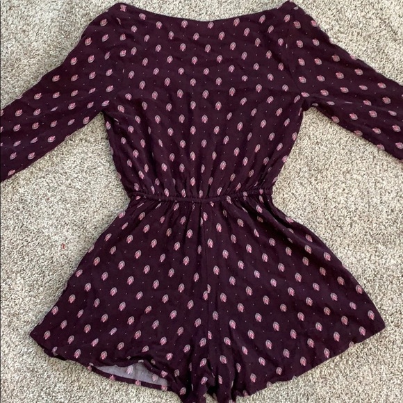 Maroon Patterned Romper - Picture 3 of 3